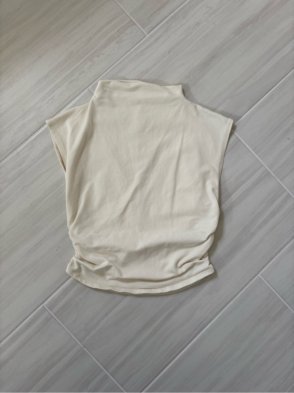Reformation Cream Sleeveless Mock Neck Top